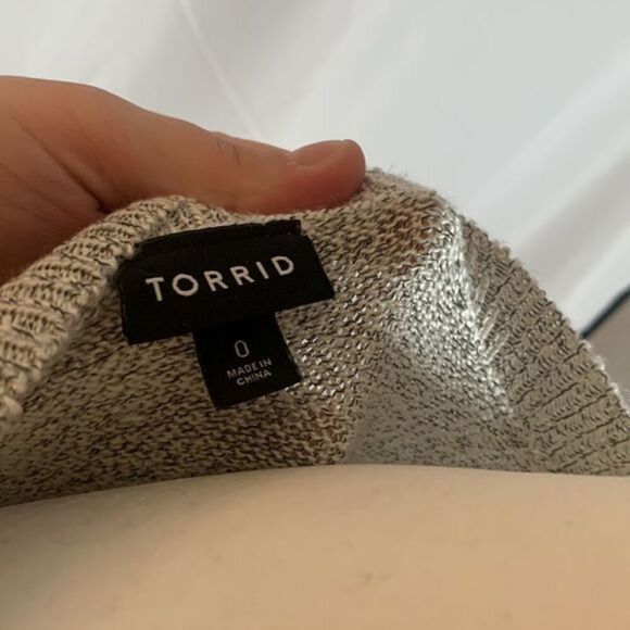 Torrid Grey Long Knit Tunic Sweater 3/4 Sleeve Top - Picture 7 of 7